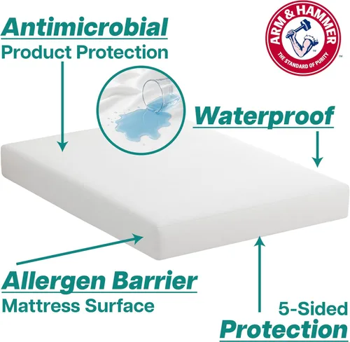 Miniatura 4 de Arm & Hammer Protector de colchón de rizo suave, impermeable, blanco, individual/individual XL