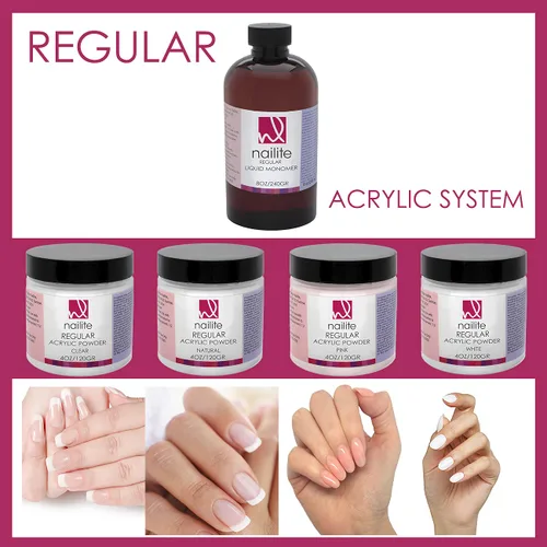 Miniatura 2 de Regular - Polvo acrílico profesional para extensión de uñas, sistema de ajuste lento, fórmula EMA y efecto no amarillento, transparente (8 onzas)