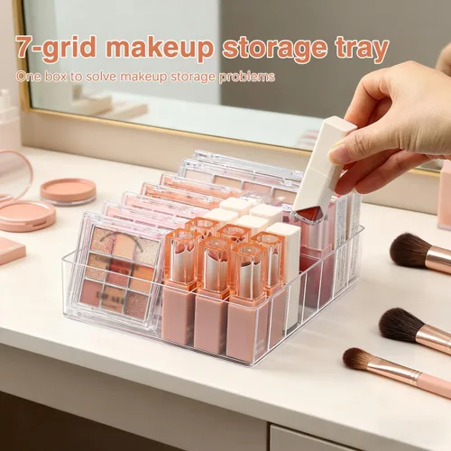 Miniatura 2 de Organizador de Maquillaje para Paleta de Sombras de Ojos y Organizador de Lápiz Labial, Organizador de Paleta de Maquillaje de 7 Secciones Divididas