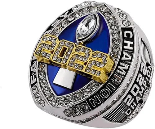 Miniatura 2 de Anillo del campeonato de fútbol de fantasía 2022 Anillo pesado de campeón FFL Trofeo de premio chapado en oro y plata para el ganador de la Liga