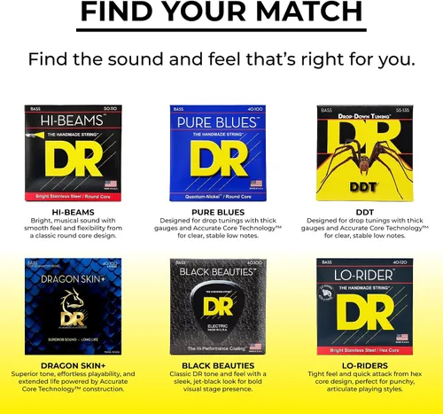 Miniatura 7 de DR Strings NBB5-45 Cuerdas de bajo de 5 cuerdas de color azul neón de alta definición, medianas, 45-125