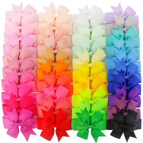 Miniatura 8 de 40 lazos para el pelo de grogrén de 3 pulgadas, con clips de cocodrilo, para niñas, bebés, adolescentes, en pares
