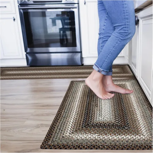 Miniatura 26 de Alfombra ovalada trenzada gris humo de 20 x 30 pulgadas, lavable para interiores y exteriores, decoración campestre para cocinas y entradas