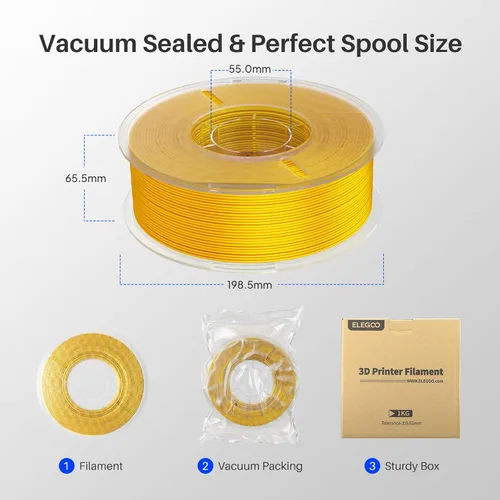 Miniatura 7 de ELEGOO Filamento PLA Seda Cobre 1.75mm 1KG, Filamento para Impresora 3D con Precisión Dimensional +/- 0.02mm, Carrete de 1kg (2.2lbs) Compatible