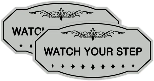 Miniatura 21 de Signs ByLITA Victorian Watch Your Step - Letrero de pared o puerta Material duradero y fácil instalación Señalización de seguridad (negro)