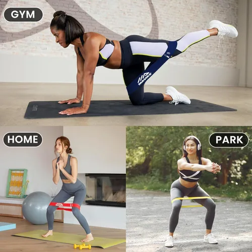 Miniatura 6 de Juego de 5 bandas de resistencia para ejercicio para mujeres y hombres, bandas elásticas para ejercicio, terapia física, entrenamiento de brazos
