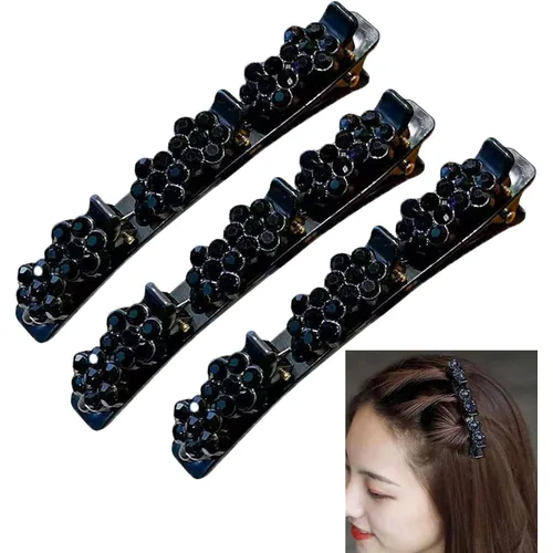 Miniatura 14 de 3 piezas de banda de doble capa, diadema trenzada, horquilla de cocodrilo, pinzas para el cabello, flequillo mágico, horquilla para el cabello