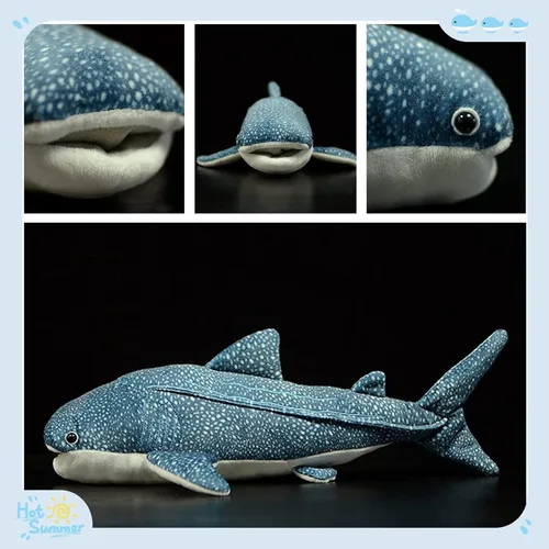 Miniatura 7 de Tiny Heart Juguete de peluche de tiburón ballena gigante, suave y realista, muñeca de peluche de animal marino, lindo pez grande, almohada de felpa