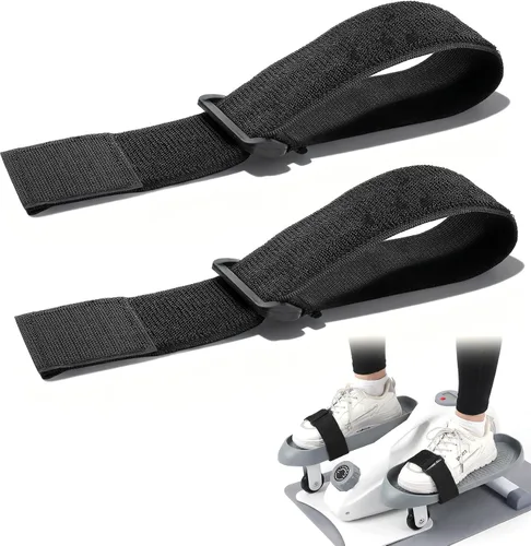 2 correas de pedal de bicicleta, correas de tracción ajustables negras para ejercitador de piernas, estabilidad segura para máquina de ejercicio