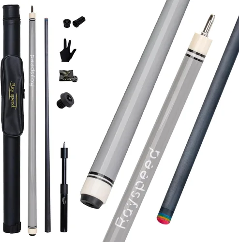 Miniatura 9 de Taco de piscina de fibra de carbono de 0.492 in de baja desviación con tecnología de carbono completo para adultos, Taco de billar profesional