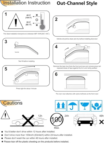 Miniatura 6 de 94117 Deflector de ventilación de viento para ventana lateral, 4 unidades de protector de lluvia de humo oscuro para Jeep Commander 2006-2010