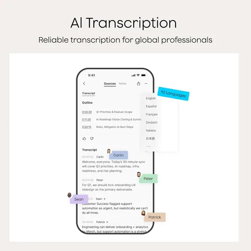Miniatura 5 de Plaud Grabadora de voz NotePin, grabadora de voz AI, tomador de notas AI, transcribir y resumir AI, compatible con 112 idiomas, para reuniones, Gris