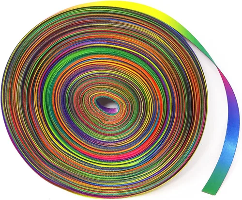 Miniatura 4 de Honbay Cinta de satén colorida de doble cara de 50 yardas, cinta de poliéster con estampado de arco iris degradado para ropa de bricolaje