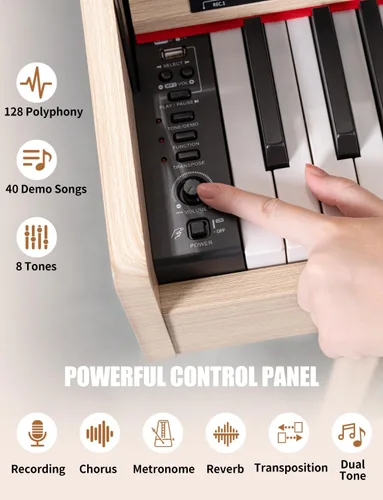 Miniatura 4 de Uiscom Piano digital, peso de 88 teclas, eléctrico, de escritorio a tocador de madera, teclado progresivo, acción de martillo, perfecto