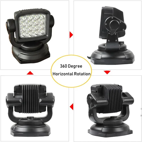 Miniatura 5 de Lightronic Foco LED para todo terreno, control remoto inalámbrico, 6000 K blanco frío de largo alcance para camiones y barcos, resistente a