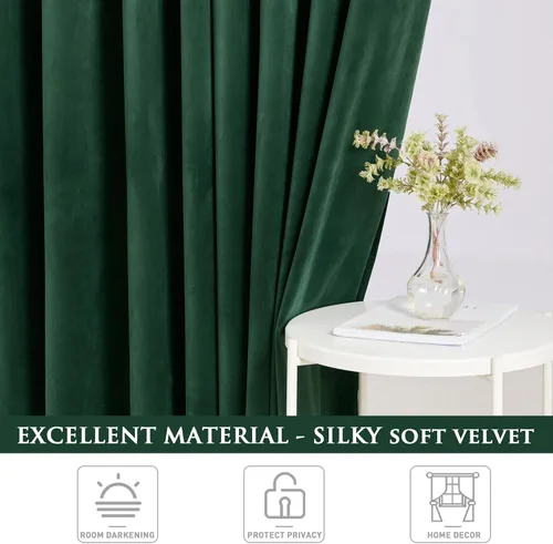 Miniatura 8 de StangH Cortinas verdes para sala de estar, cortinas opacas de terciopelo súper suave, decoración del hogar de lujo para fiestas, teatro, fiestas