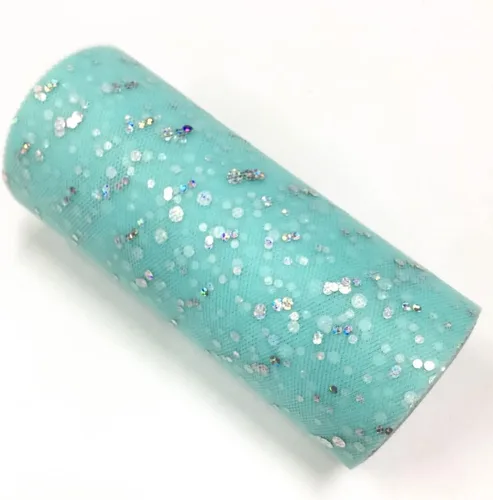 Miniatura 40 de Rollo de tul con lentejuelas con purpurina, decoración de boda, suministros de organza para fiestas de cumpleaños, carrete de tela, vestido tutú