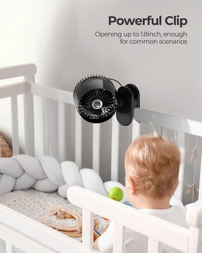 Miniatura 4 de Koonie Ventilador USB con clip, viento fuerte, ultra silencioso, pequeño ventilador de escritorio con abrazadera fuerte, ajustable de más de 360°, 3