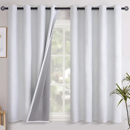 Miniatura 45 de YoungsTex - Cortinas opacas de lino para dormitorio, oscurecimiento de la habitación, cortinas con textura de lino, paneles con aislamiento térmico
