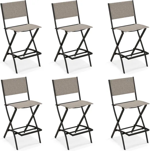 Miniatura 9 de Tangkula Juego de 4 taburetes de bar para exteriores, sillas de bar plegables de altura de mostrador con respaldo y reposapiés, sillas de comedor