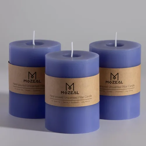 Miniatura 56 de MOZEAL Velas grandes sin perfume vertidas a mano de 3 x 8 pulgadas, sin humo, juego de 2, combustión lenta, sin goteo, aproximadamente 150 horas