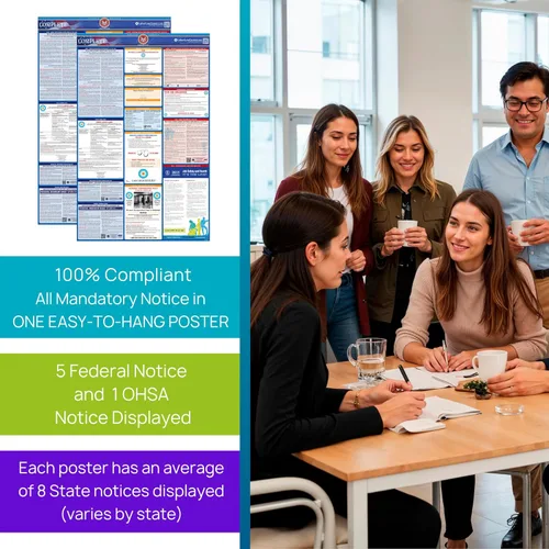 Miniatura 8 de Póster de la ley laboral Texas 2026 – Cumplimiento estatal y federal – OSHA, EEOC, FMLA, salario mínimo – Póster de empleo duradero, laminado e