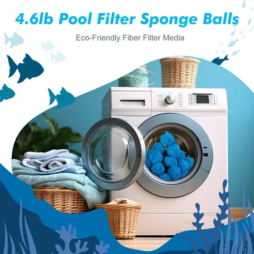 Miniatura 6 de Zubebe Filtro de piscina de 4.6 libras, medios de filtro de fibra para piscina, filtros de arena y centro de baño, bañeras, spas, acuarios, suciedad