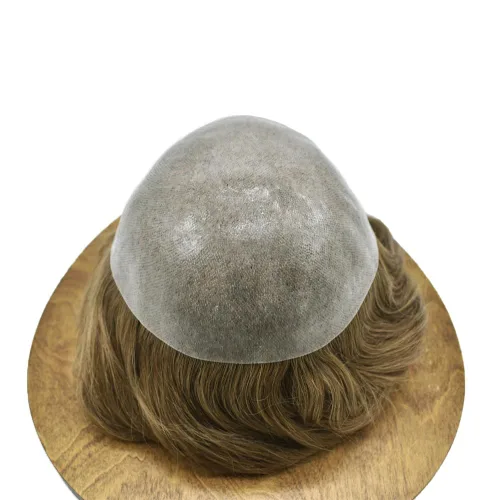Miniatura 4 de Toupee para hombres Sistema de reemplazo de cabello humano real duradero invisible para hombre Toupee Hair Piece para hombres Poly Men Sistema