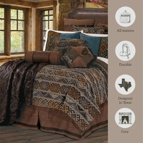 Miniatura 6 de Paseo Road by HiEnd Accents Rio Grande - Juego de funda de edredón de 7 piezas, tamaño Super King, cuero sintético marrón, juego de ropa de cama