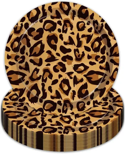 Miniatura 11 de 50 platos con estampado de vaca, platos de papel de vaca de 9 pulgadas, suministros de fiesta de safari en la selva, platos de fiesta con temática
