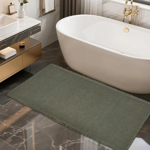 Miniatura 33 de ZALL - Tapete de baño de punto gofre beige, súper absorbente, antideslizante, color crema, 18 x 30 pulgadas, lavable a máquina, ultra suave