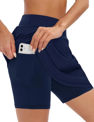 Miniatura 2 de LouKeith Falda pantalón de 19 pulgadas hasta la rodilla para mujer, faldas de tenis, faldas de golf atléticas, falda de entrenamiento casual