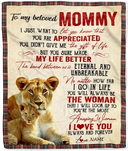 Miniatura 36 de Manta personalizada con texto en inglés «To My Mom from Daughter Wolf I Am Because You are Mom», para cumpleaños, día de la madre, Navidad, manta