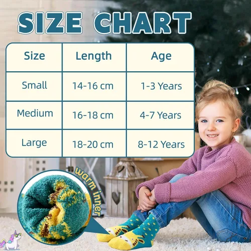 Miniatura 6 de Calcetines peludos para niños, antideslizantes, suaves y esponjosos, calcetines cálidos de felpa acogedora para niños y niñas, 6 pares