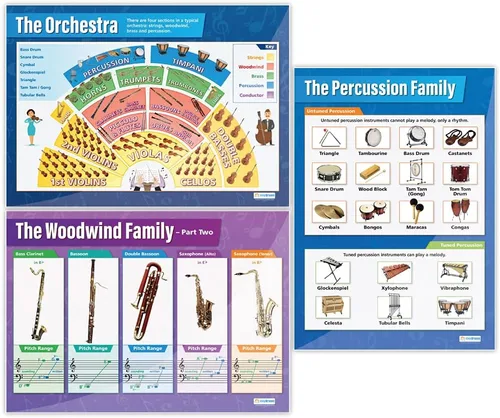 Miniatura 4 de Daydream Education Instrument Family Orchestra - Pósteres musicales para aula, juego de 6, papel brillante, extragrande, 33 x 23.5 pulgadas