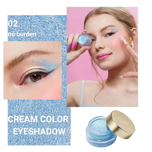 Miniatura 2 de Oulac Sombra de ojos en crema azul también para iluminador de gran capacidad, sombra de ojos altamente pigmentada, impermeable y de larga duración