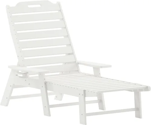 Miniatura 12 de Flash Furniture Monterey Tumbona Adirondack ajustable con soporte para tazas, silla de descanso de polietileno de alta densidad para todo