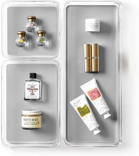 Miniatura 6 de BINO The Modular+ - Juego de 4 cubos organizadores de cajones, color gris, pequeño, almacenamiento multiusos, forro de agarre suave y patas de goma