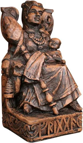 Dryad Design Estatua de Frigga de la diosa nórdica - Figura de la diosa vikinga pagana para decoración del hogar, acabado de madera