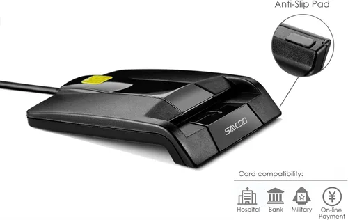 Miniatura 2 de SAICOO Lector de tarjetas inteligentes DOD militar USB de acceso común CAC lector de tarjetas, compatible con Mac OS, Win (versión horizontal)