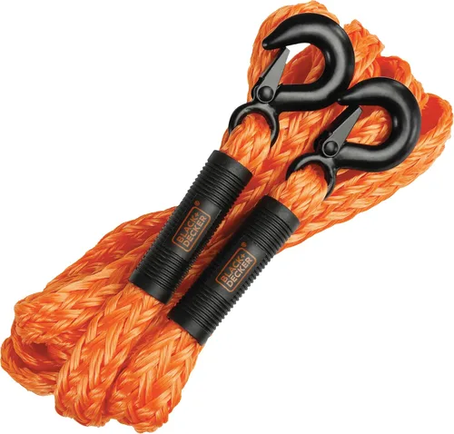 Black+Decker BDX1009 Negro/Naranja soga para remolque de 14 pies con mangos de agarre fácil y ganchos G-Clip forjados de acero (resistencia a la