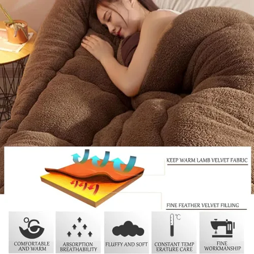 Miniatura 7 de ZTGL Edredón de algodón cálido para invierno, edredón de invierno de terciopelo de cordero, manta de cachemira de cordero para cama doble, núcleo