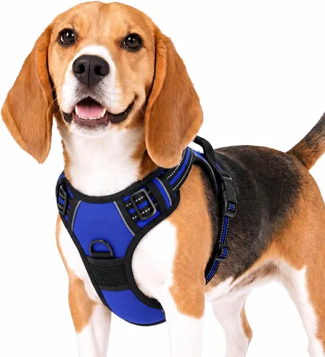 Miniatura 2 de Funfox Arnés para perro sin tirones, chaleco ajustable para mascotas con asa de control y clip frontal, diseño reflectante para perros pequeños
