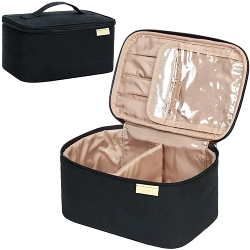 Miniatura 14 de NISHEL Bolsa de Maquillaje de Viaje Grande de Doble Capa para Mujeres, Estuche Cosmético, Organizador para Accesorios de Tamaño de Viaje, Botellas