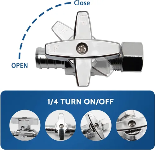 Miniatura 4 de 10 piezas de válvula de parada recta de compresión Pex x 3/8 pulgadas OD, 1/2" Pex x 3/8" OD válvula de cierre recta de compresión, latón sólido