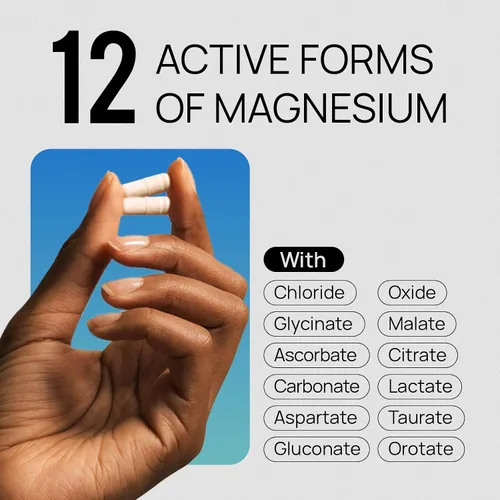 Miniatura 3 de Complejo de magnesio 18 en 1 para mujeres y hombres Suplemento de magnesio liposomal con glicinato, citrato, malato, taurato, D3 y K2 Alta