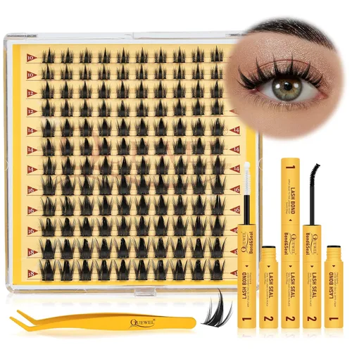 Miniatura 15 de QUEWEL Fairy-Lash-Clusters, 144 piezas Manga-Lash-Clusters Mix10-18mm Banda Invisible Natural Finas Clusters de Pestañas para Extensiones