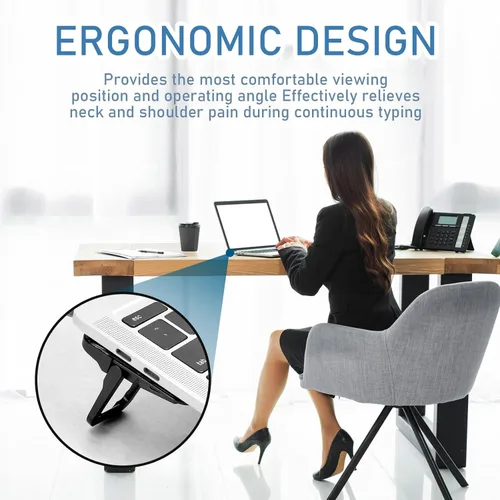 Miniatura 2 de Bewudy 2 soportes portátiles para teclado, ajuste de ángulo de inclinación doble, elevador plegable para laptop, pies autoadhesivos para la mayoría