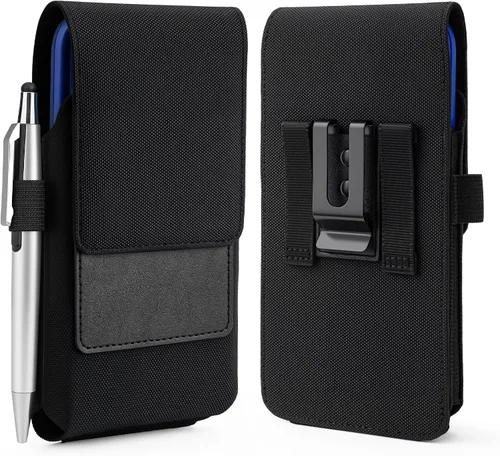 BECPLT Funda de nailon para Galaxy Note 20 Ultra 5G S24+ para cinturón negro con clip para cinturón para iPhone 15 Pro Max 14 Pro Max 13 Pro Max 12