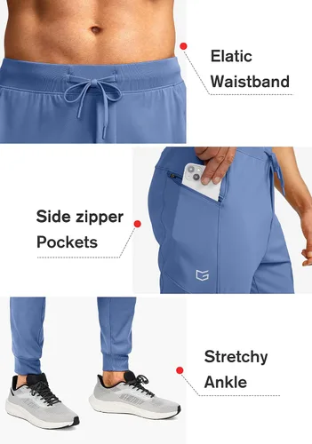 Miniatura 5 de G Gradual Pantalones deportivos para hombre con bolsillos con cremallera elásticos cónicos pantalones deportivos para hombre entrenamiento correr